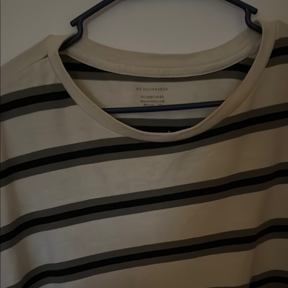 No Boundaries Black and Cream Striped Short Sleeve Tee